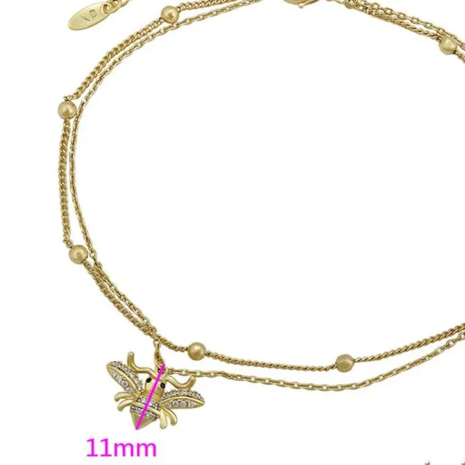 14k Gold Filled Honey Bee Charm Two Layers Anklet