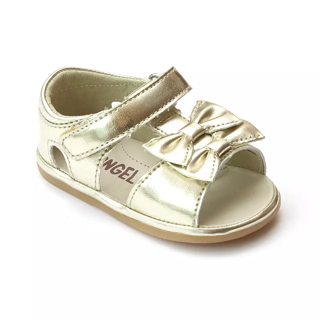 Angel Baby Girls Twin Bow T-Strap Sandal