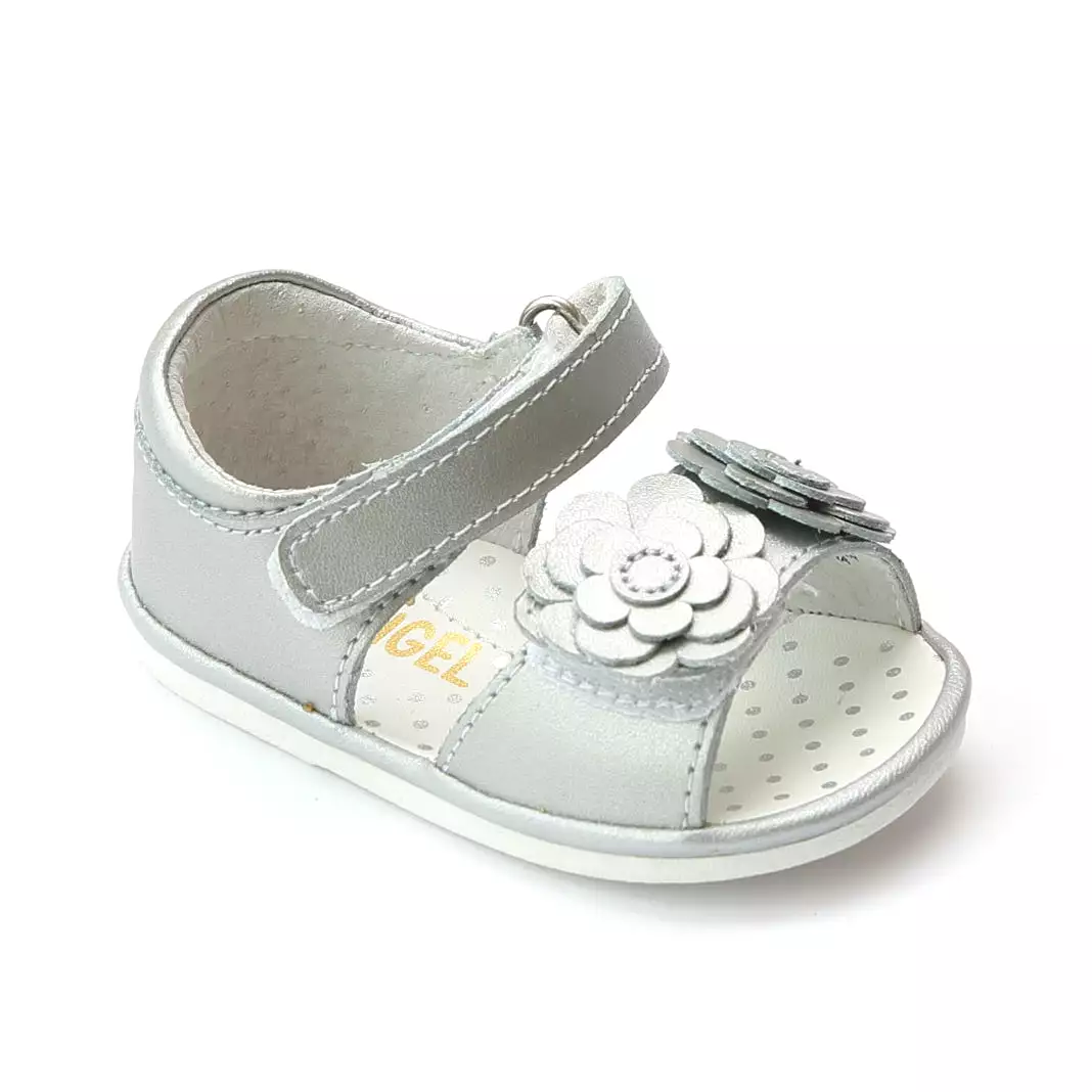 Angel Baby Girls Twin Flower Leather Sandal