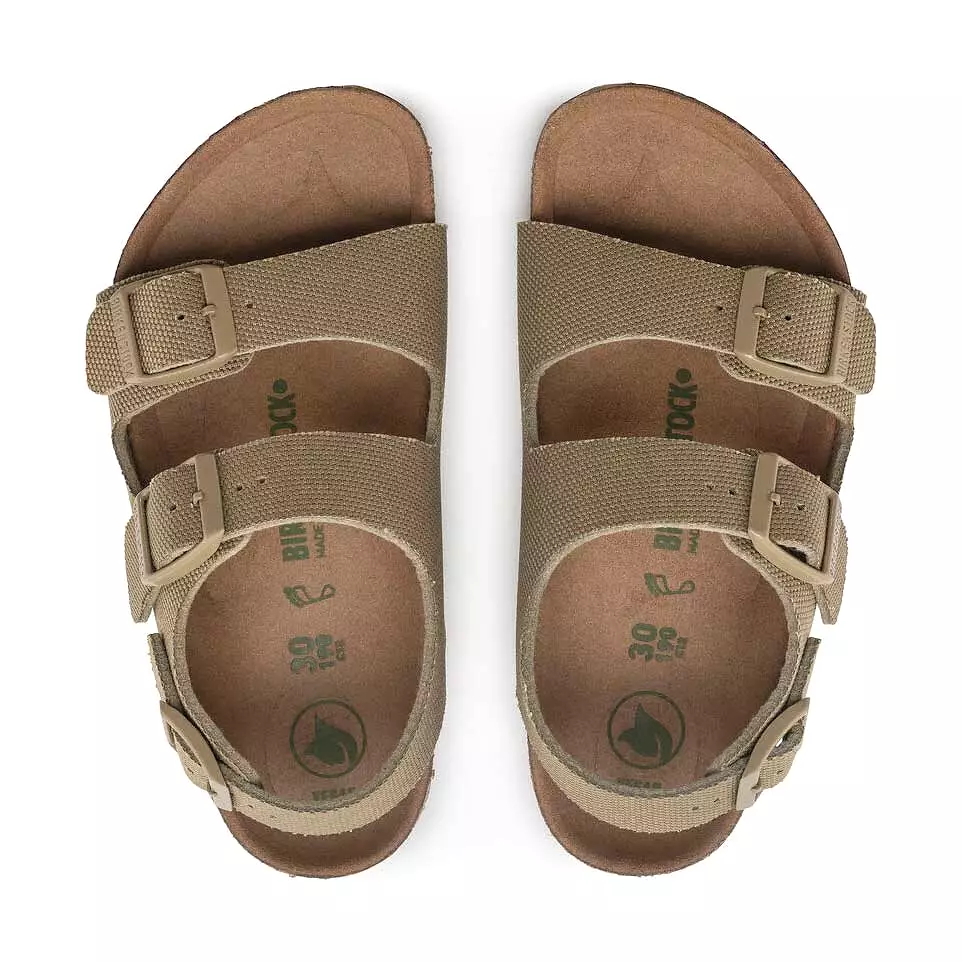 Birkenstock Boy's Milano Vegan Khaki Canvas