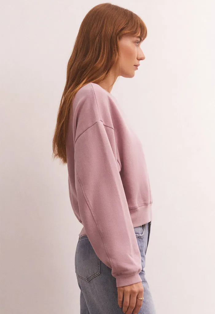 Classic Crew Sweatshirt-Shadow Mauve