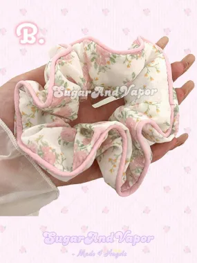 Coquette Girly Floral Hair Scrunchies