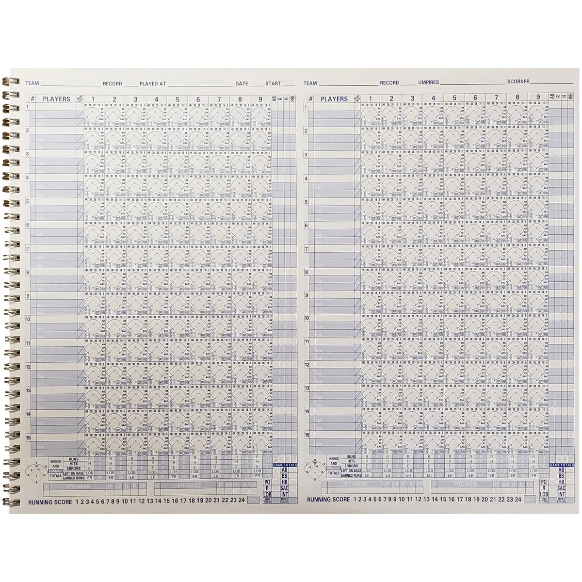 Diamond Sport Gear 15 Player Side by Side Scorebook: SBB2