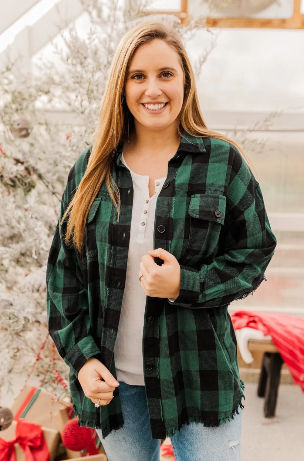 Feeling Rugged Plaid Button-Up- Black & Hunter Green