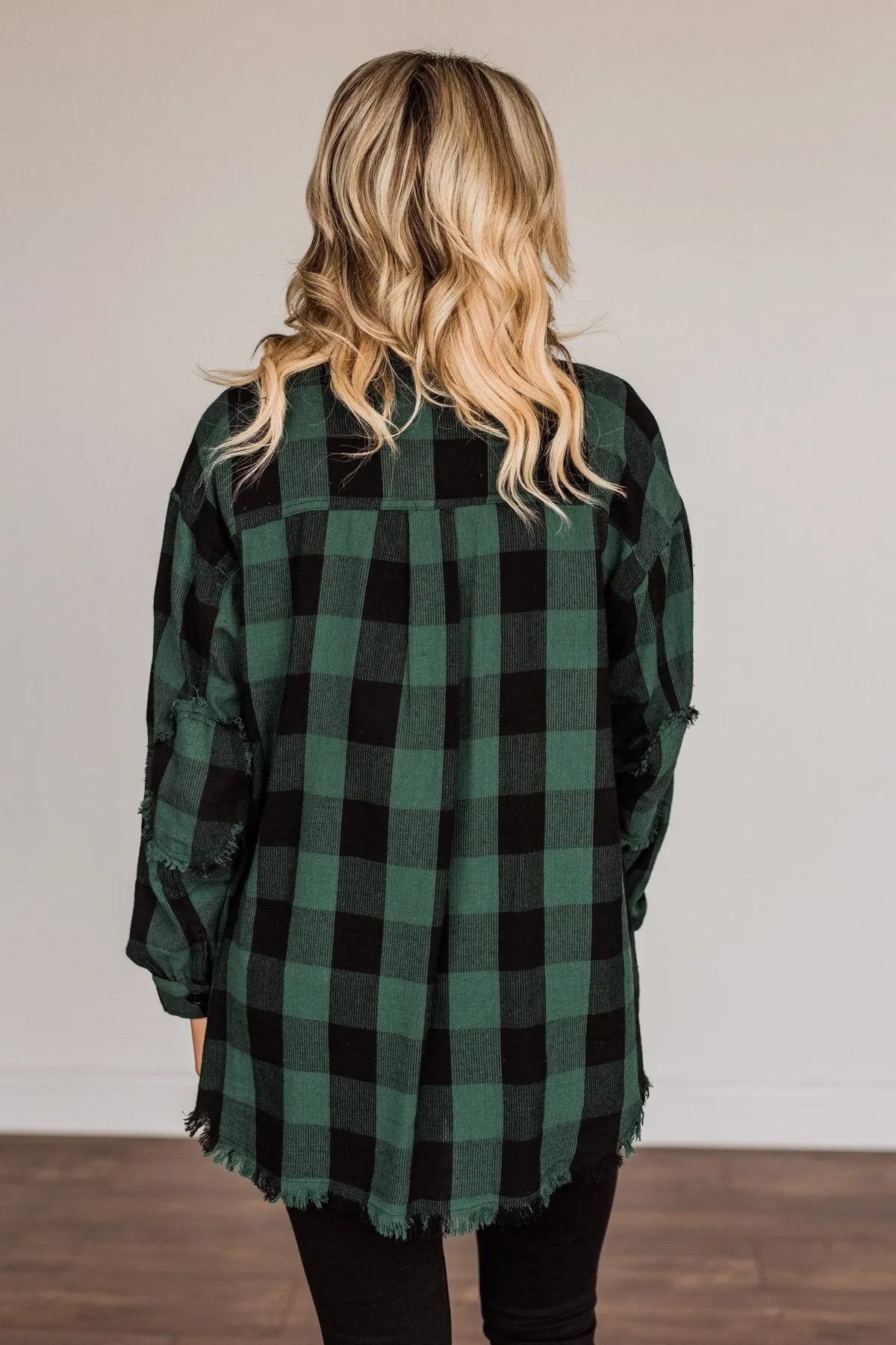 Feeling Rugged Plaid Button-Up- Black & Hunter Green