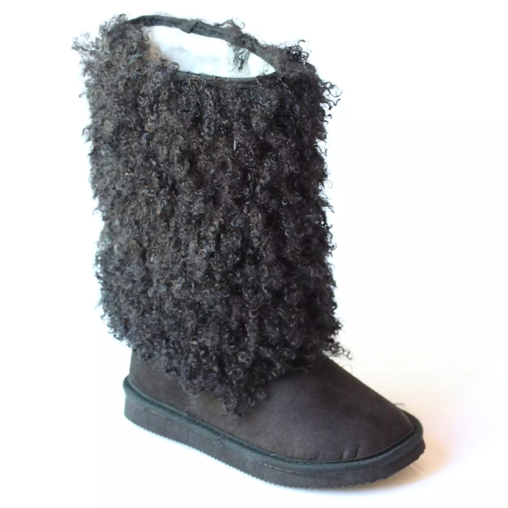 FINAL SALE - L'Amour Girls D990 Black Faux Shearling Boots