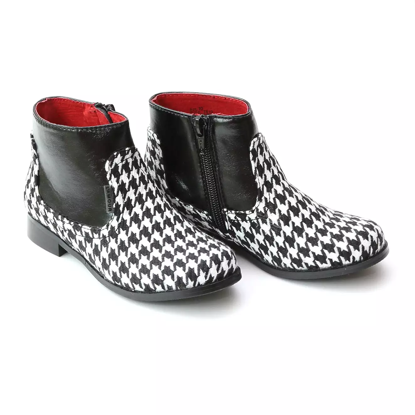 FINAL SALE - L'Amour Girls Two Toned Houndstooth Ankle Boot