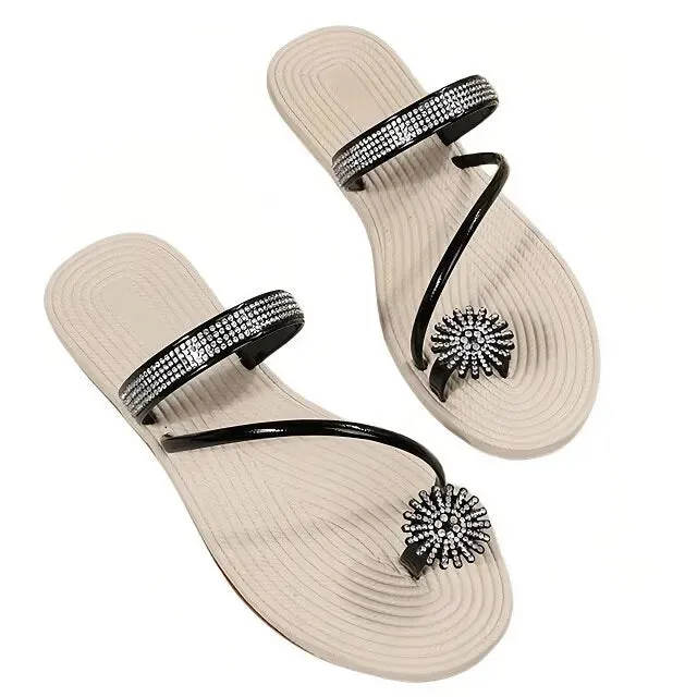 Flat Flip Flops Women's Slippers Sparkly Rhinestone Slide