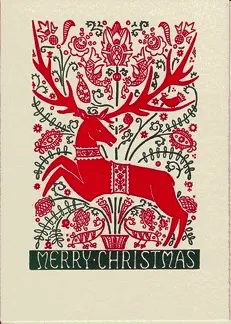 Folk Deer Boxed Holiday Cards - Set of 8