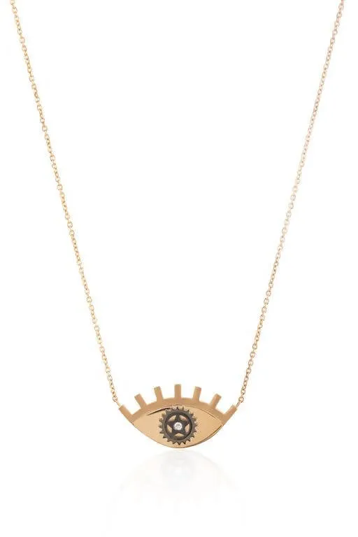 gold-large-eye-gear-necklace - By Delcy