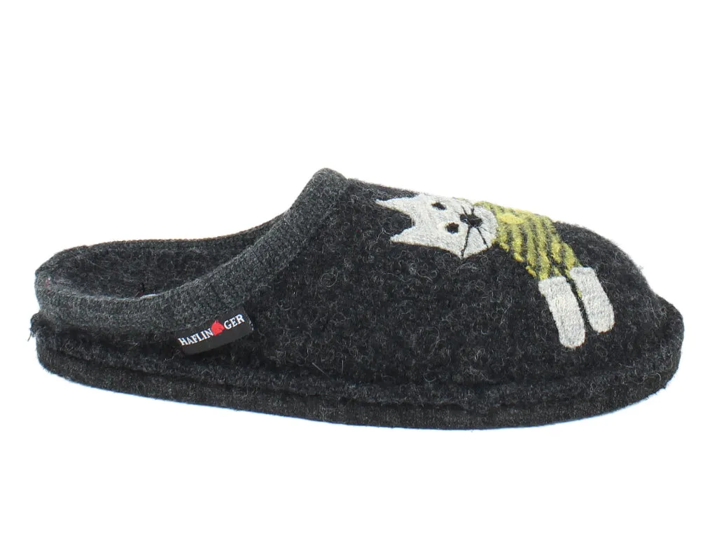 Haflinger Slippers Flair Cucho Cat Graphit