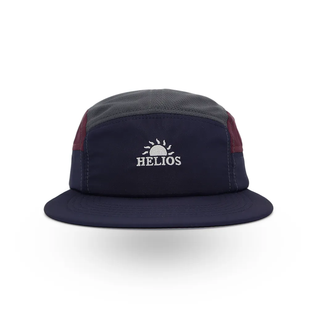 Helios Headwear Ultralight 7 Panel Soft Brim Cap - Charcoal Burgundy