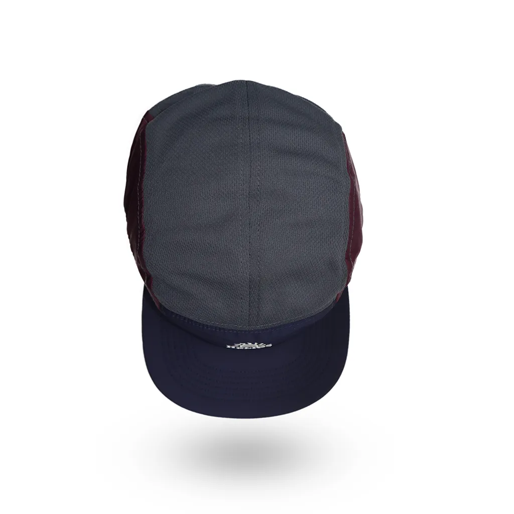 Helios Headwear Ultralight 7 Panel Soft Brim Cap - Charcoal Burgundy