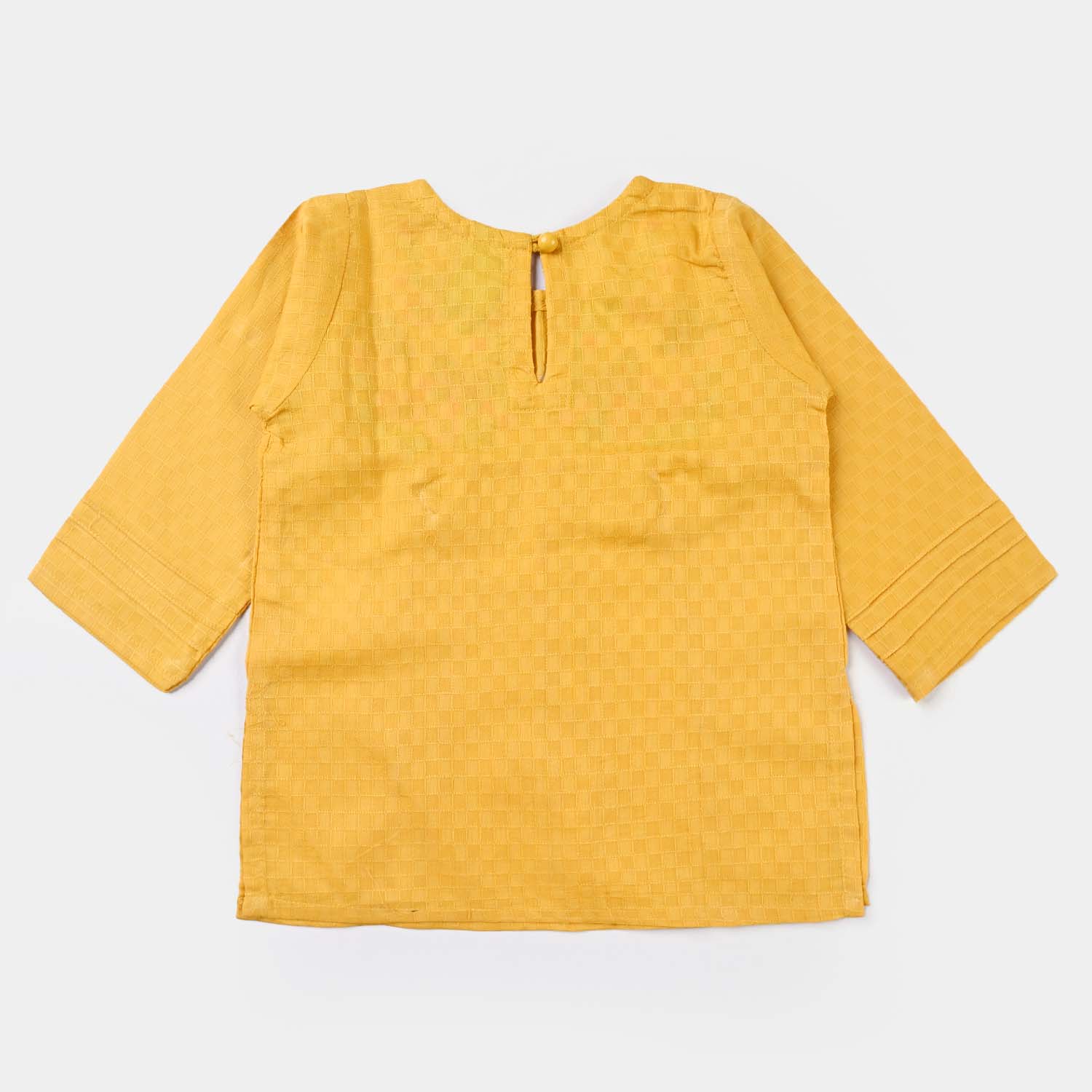 Infant Girls Dobby EMB Kurti Megical Garden-Mustard