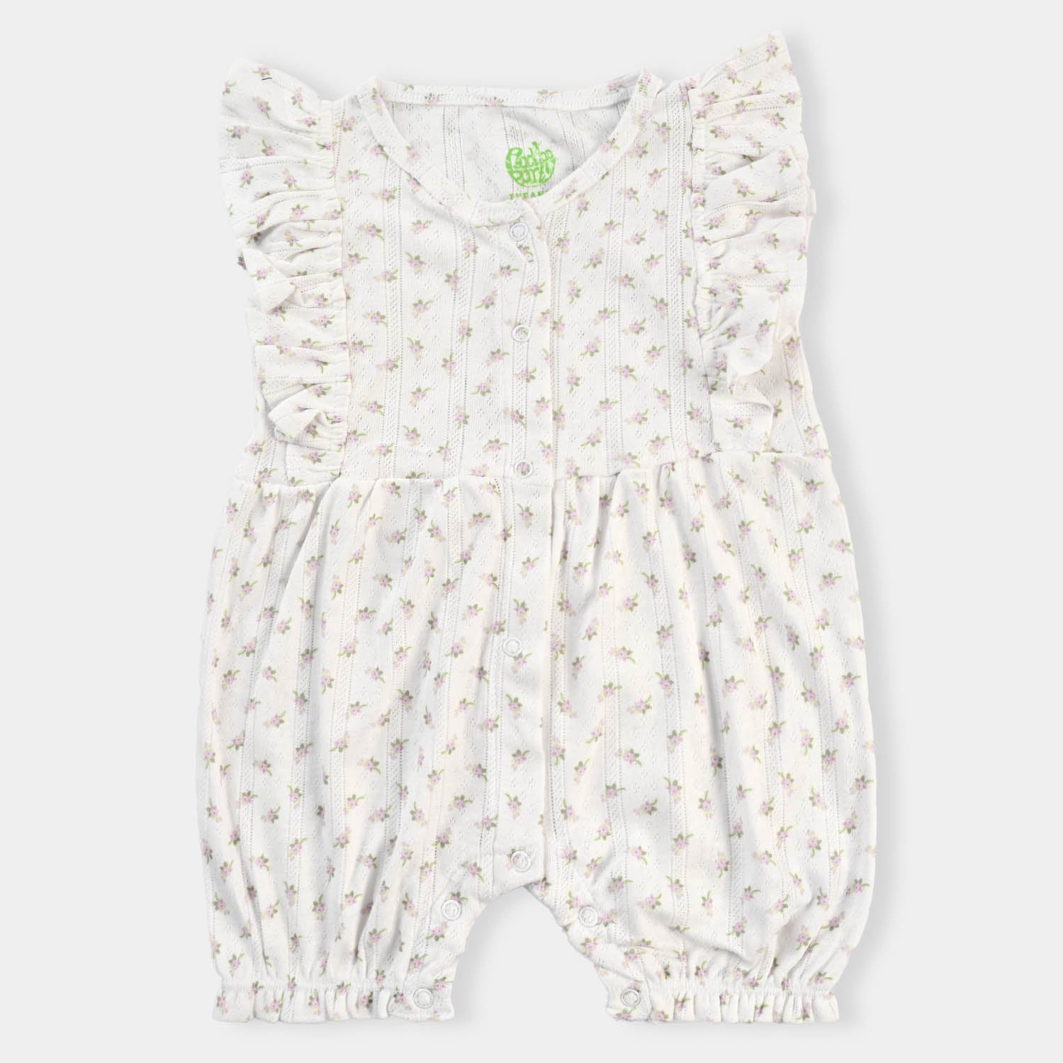 Infant Girls Jacquard Knitted Romper Flower-Off White