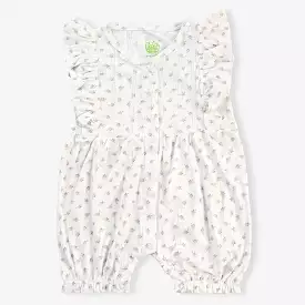 Infant Girls Jacquard Knitted Romper Flower-Off White