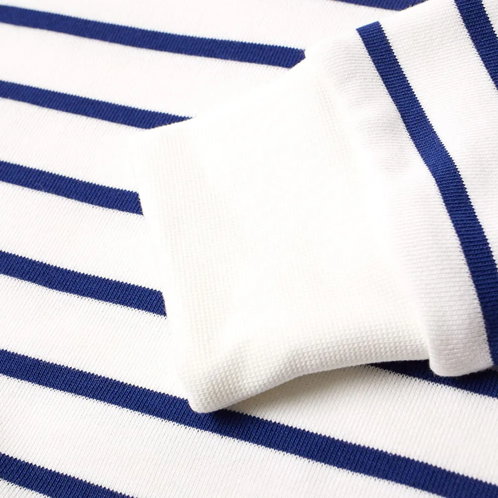 Lacoste Stripe Fleece Crew SweatWhite & Blue