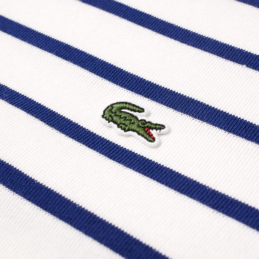 Lacoste Stripe Fleece Crew SweatWhite & Blue