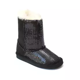 L'Amour Girls Black Sequin Boots