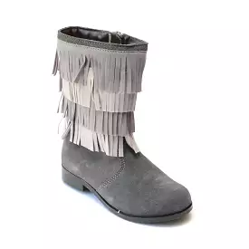 L'Amour Girls Suede Leather Fringe Boots