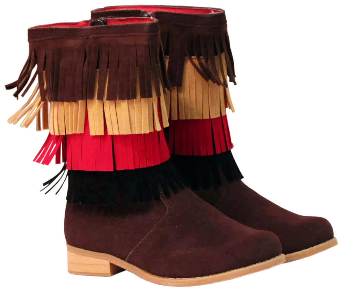 L'Amour Girls Suede Leather Fringe Boots