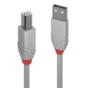 Lindy 0.5m USB-A 2.0 to USB-B Printer Cable Cord Grey