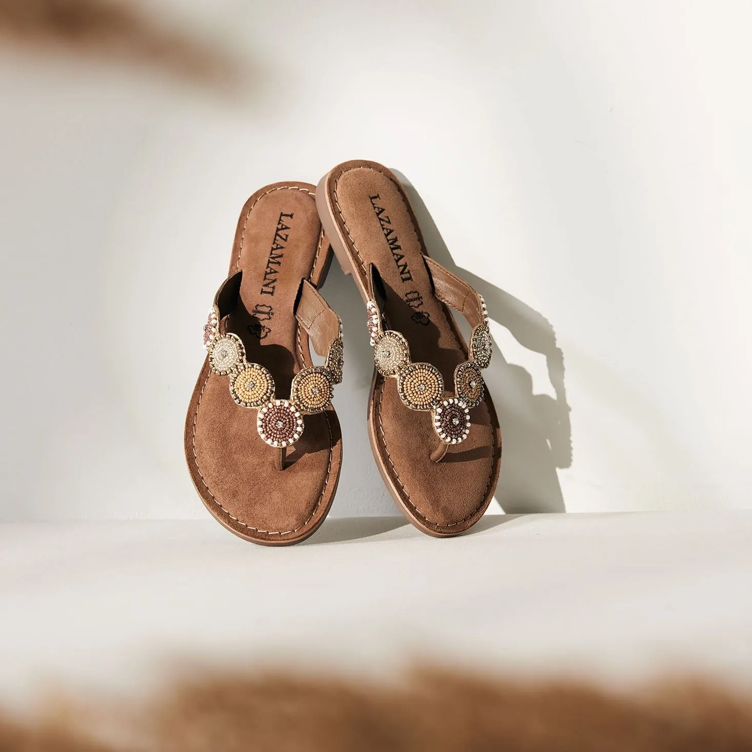 Luna Leren Dames Slippers Beige