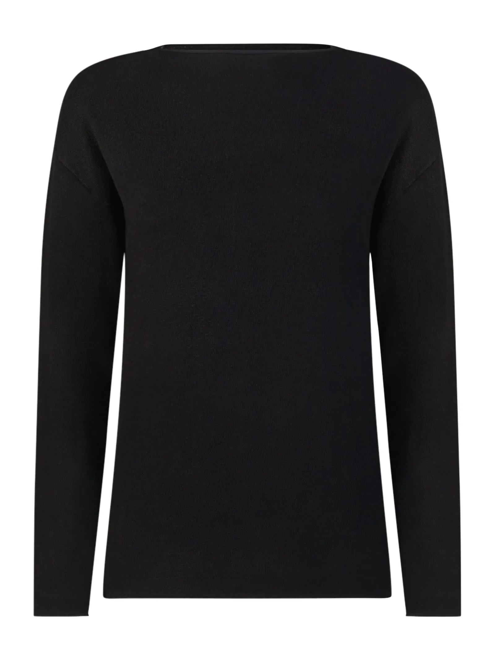 Maglia con scollo a barchetta in filato Winter Basic - Nero