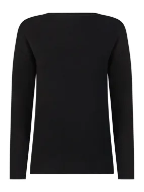 Maglia con scollo a barchetta in filato Winter Basic - Nero