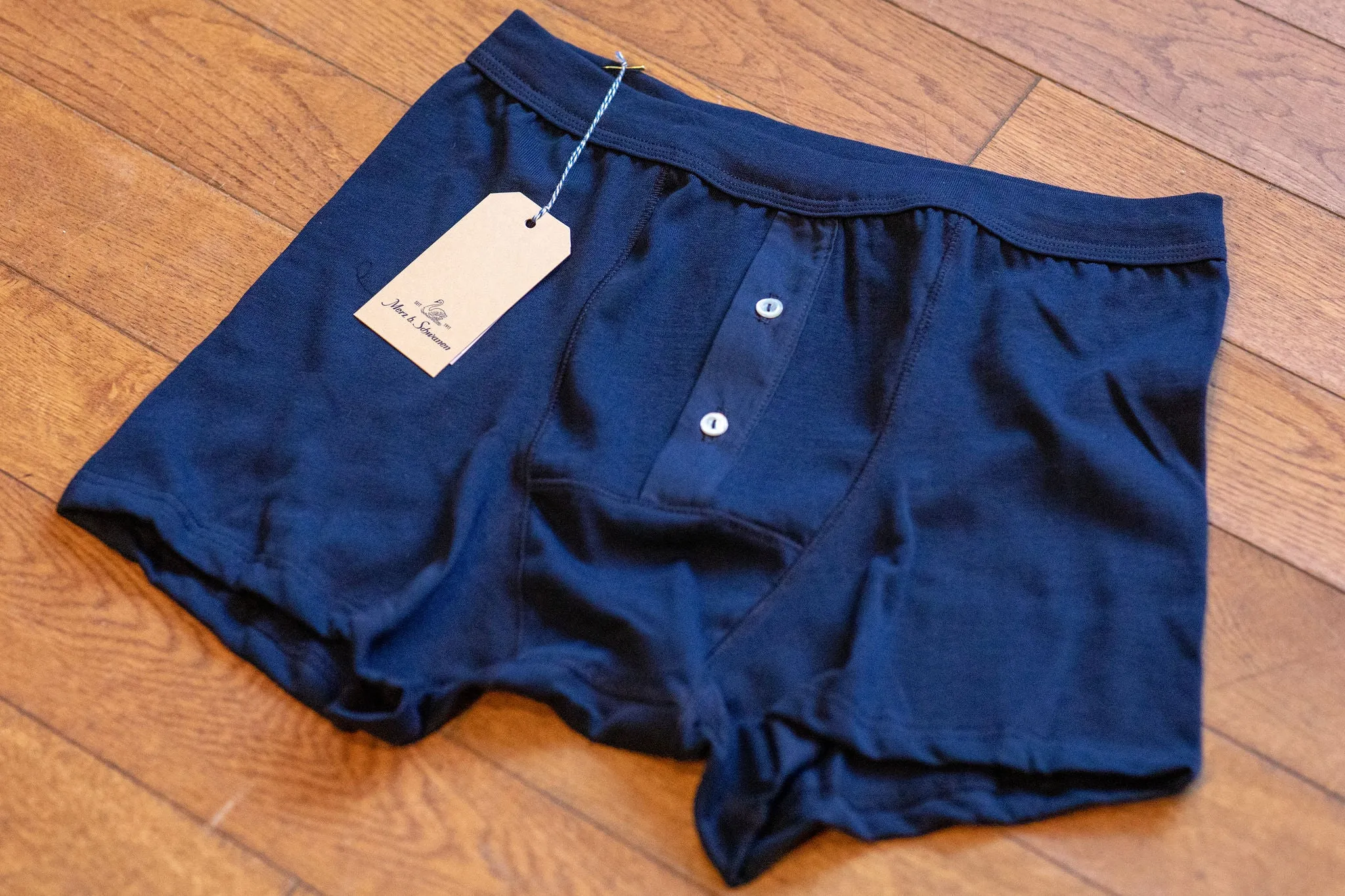 Merz b. Schwanen 255 Button Facing Underpants - Ink Blue