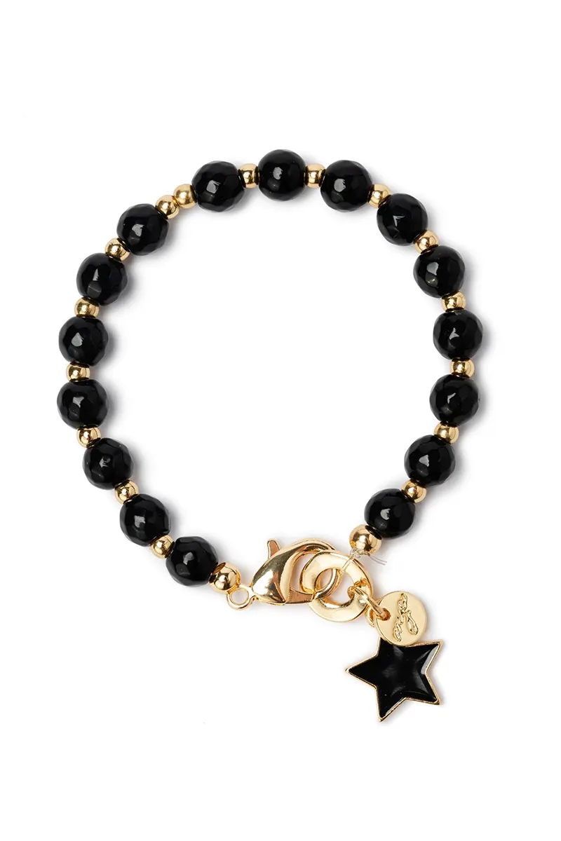 MYA ACCESSORIES | Bracciale con pietre nere con stella