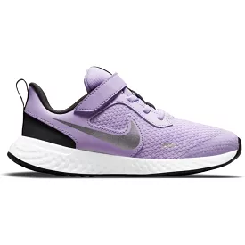 Nike Lilac/Metallic Silver Revolution 5 Children’s Sneaker