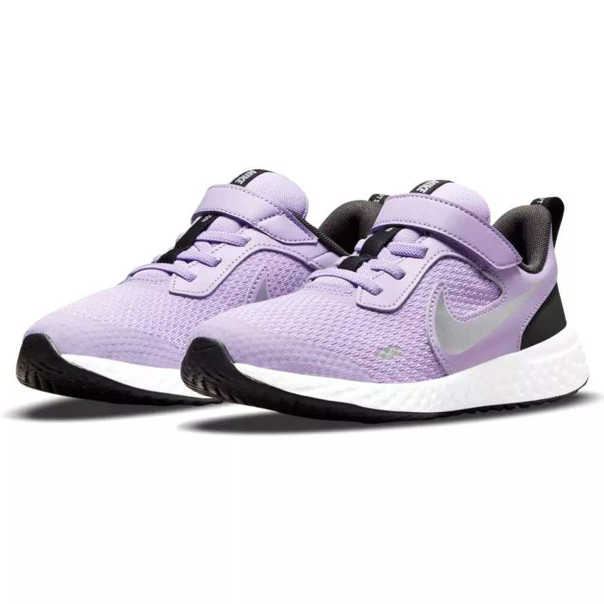 Nike Lilac/Metallic Silver Revolution 5 Children’s Sneaker