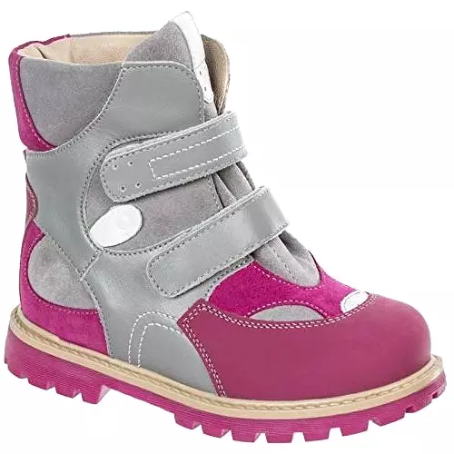 Orthopedic Boots Autumn Winter Outdoor Shoes High Top Two Fasteners Baby Toddler Kids Boys Girls Gray/Pink