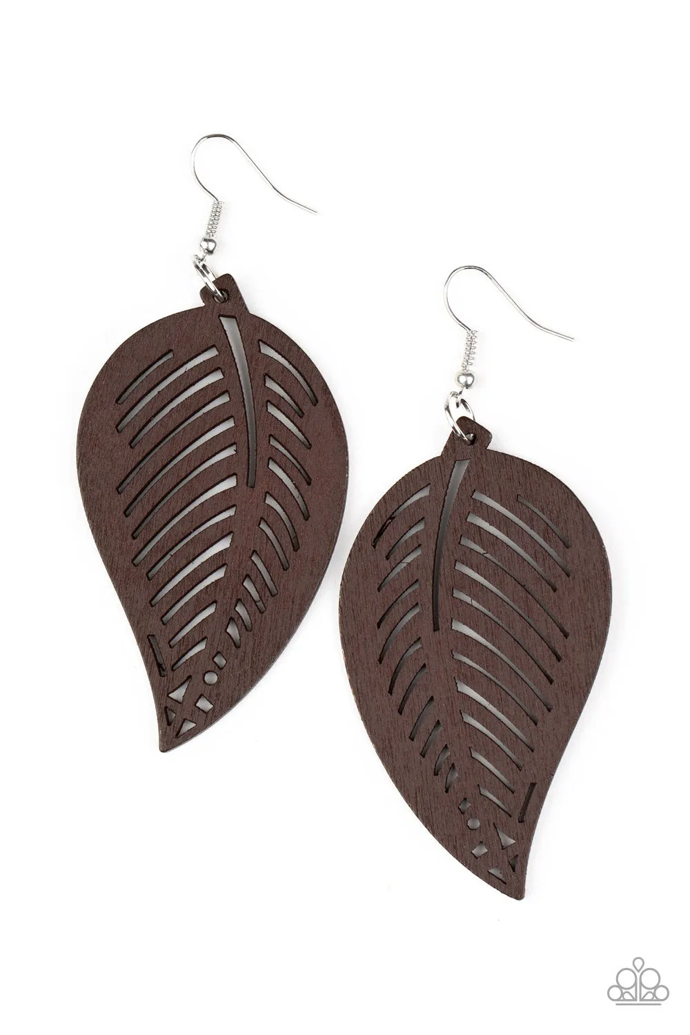 Paparazzi Accessories - Tropical Foliage - Brown Earrings