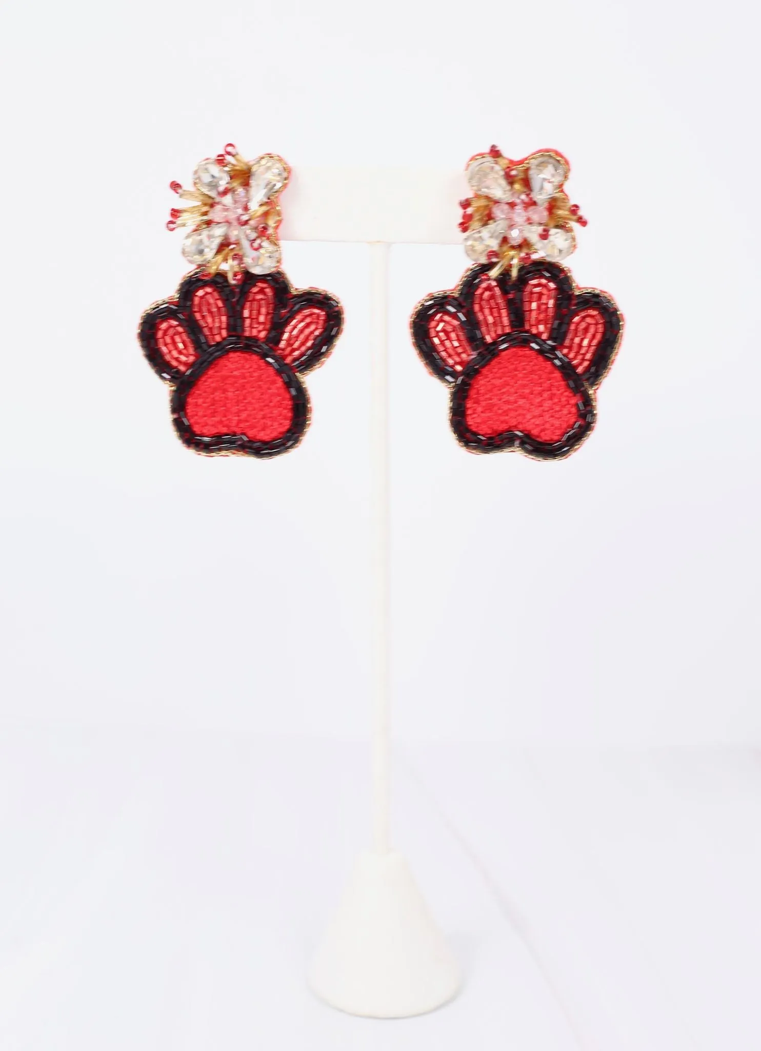 Paw Print Earring RED BLACK