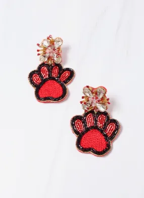 Paw Print Earring RED BLACK