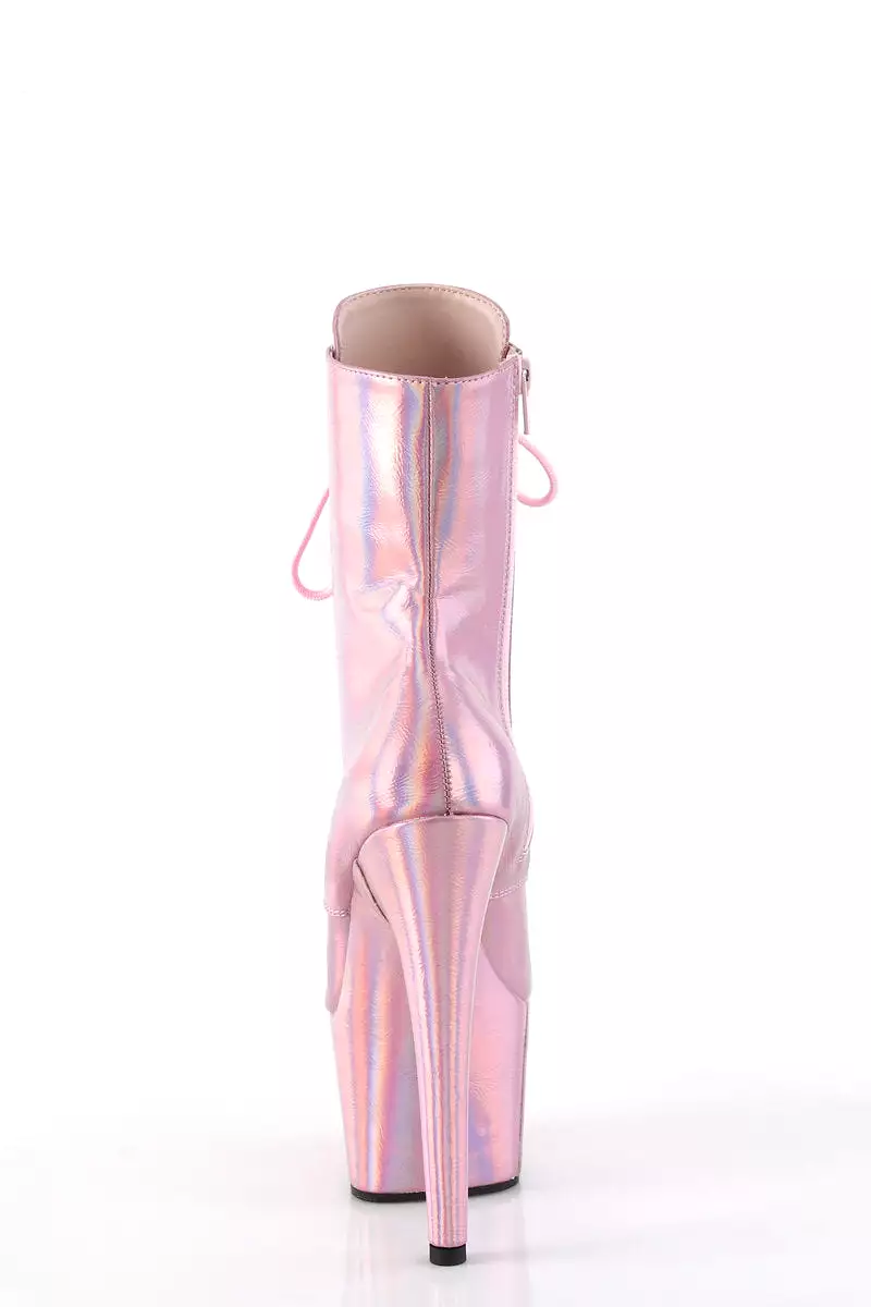 Pleaser USA Adore-1020HG 7inch Pleaser Boots - Holographic Baby Pink