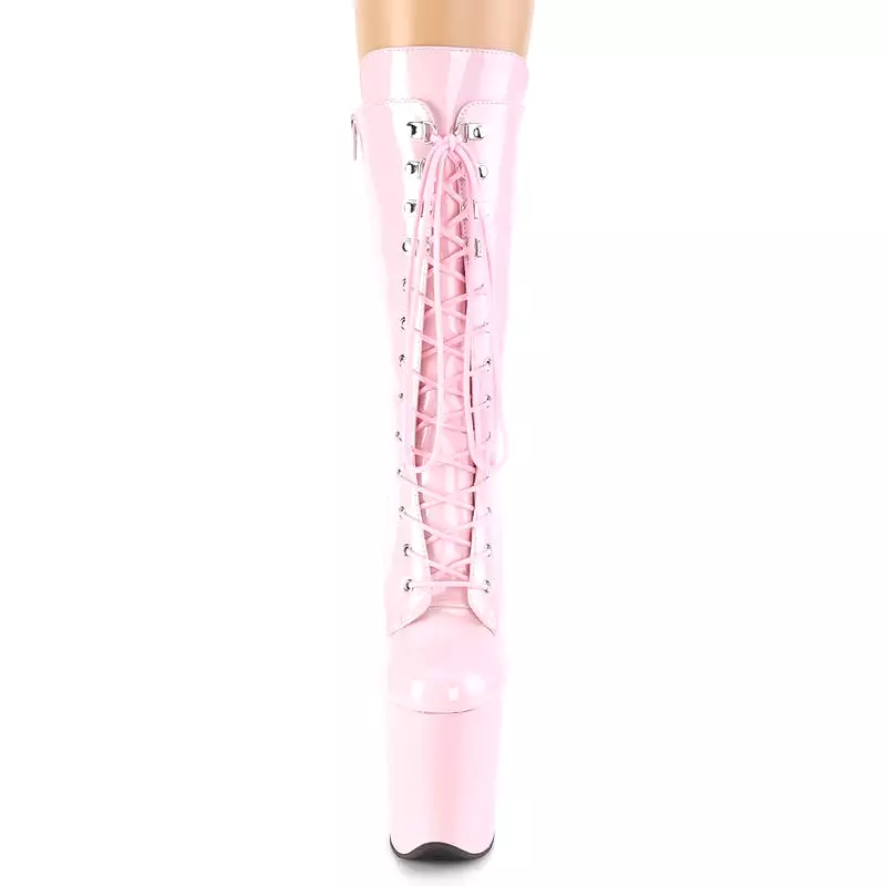 Pleaser USA Flamingo-1050 8inch Pleaser Boots - Patent Baby Pink