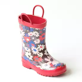 Pluie Pluie Girls RB - BF Brown Flower Rain Boots