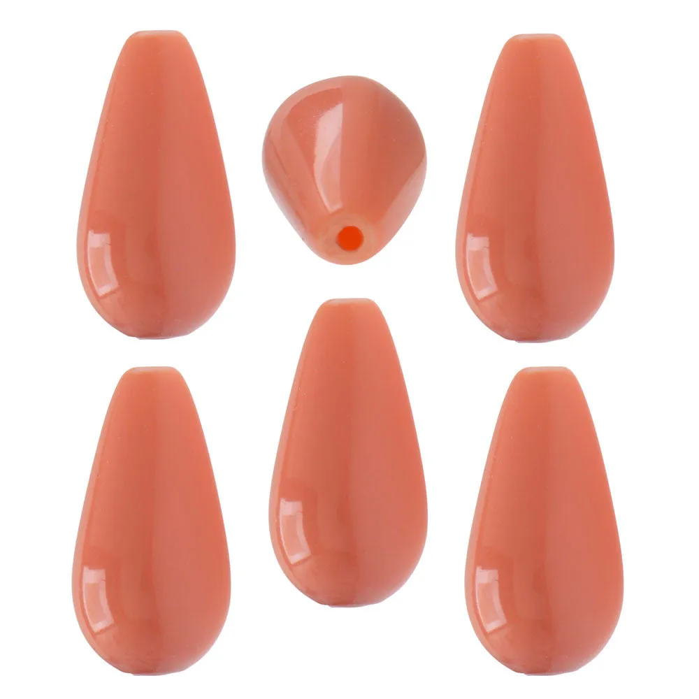 Preciosa Crystal Gemcolor Pearl, Pear 15x8mm, Salmon Rose (1 Piece)