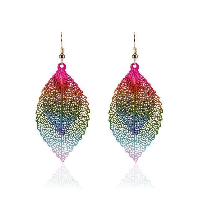 Rainbow Leaf Earrings