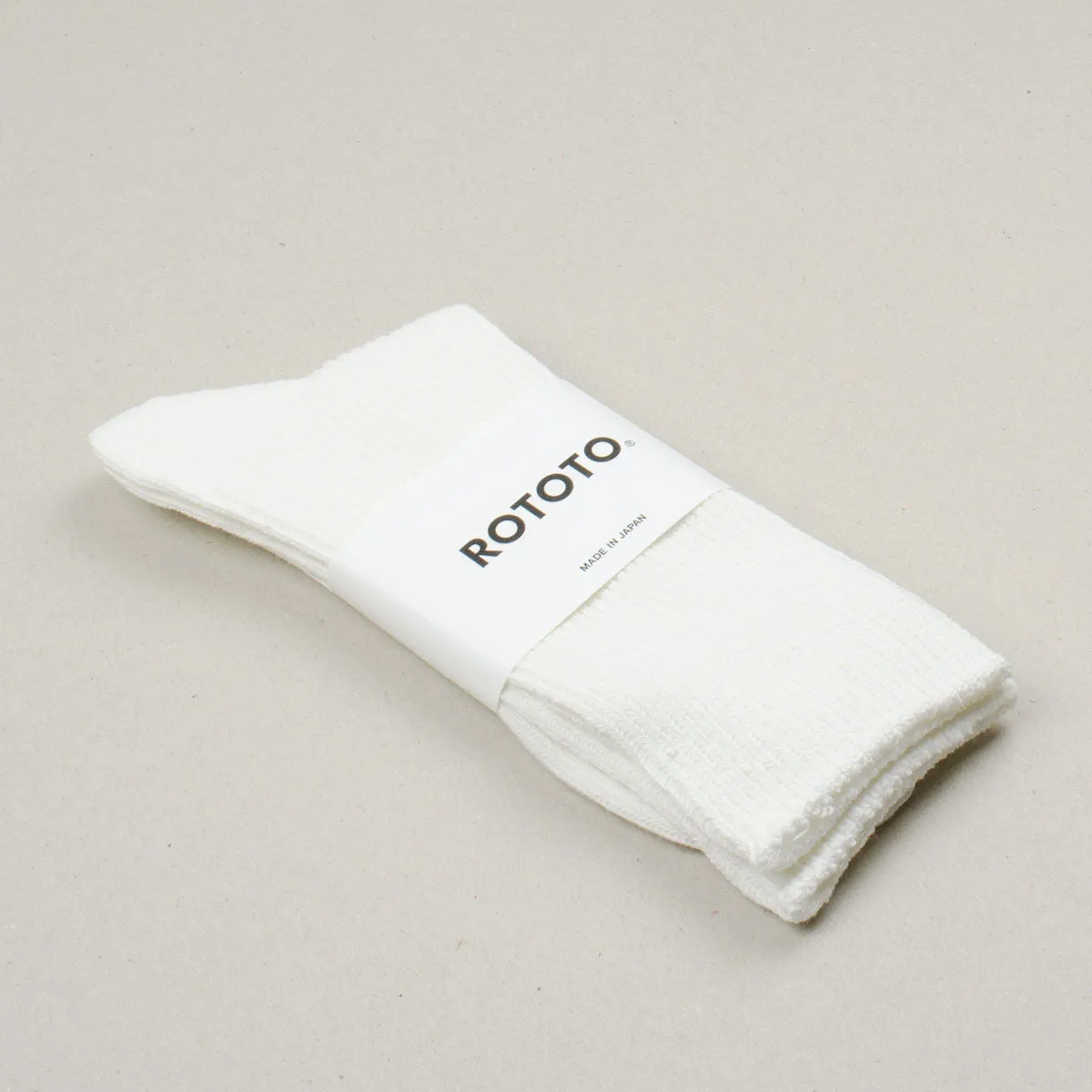 RoToTo - Recycled Cotton Ribbed Crew Socks - White