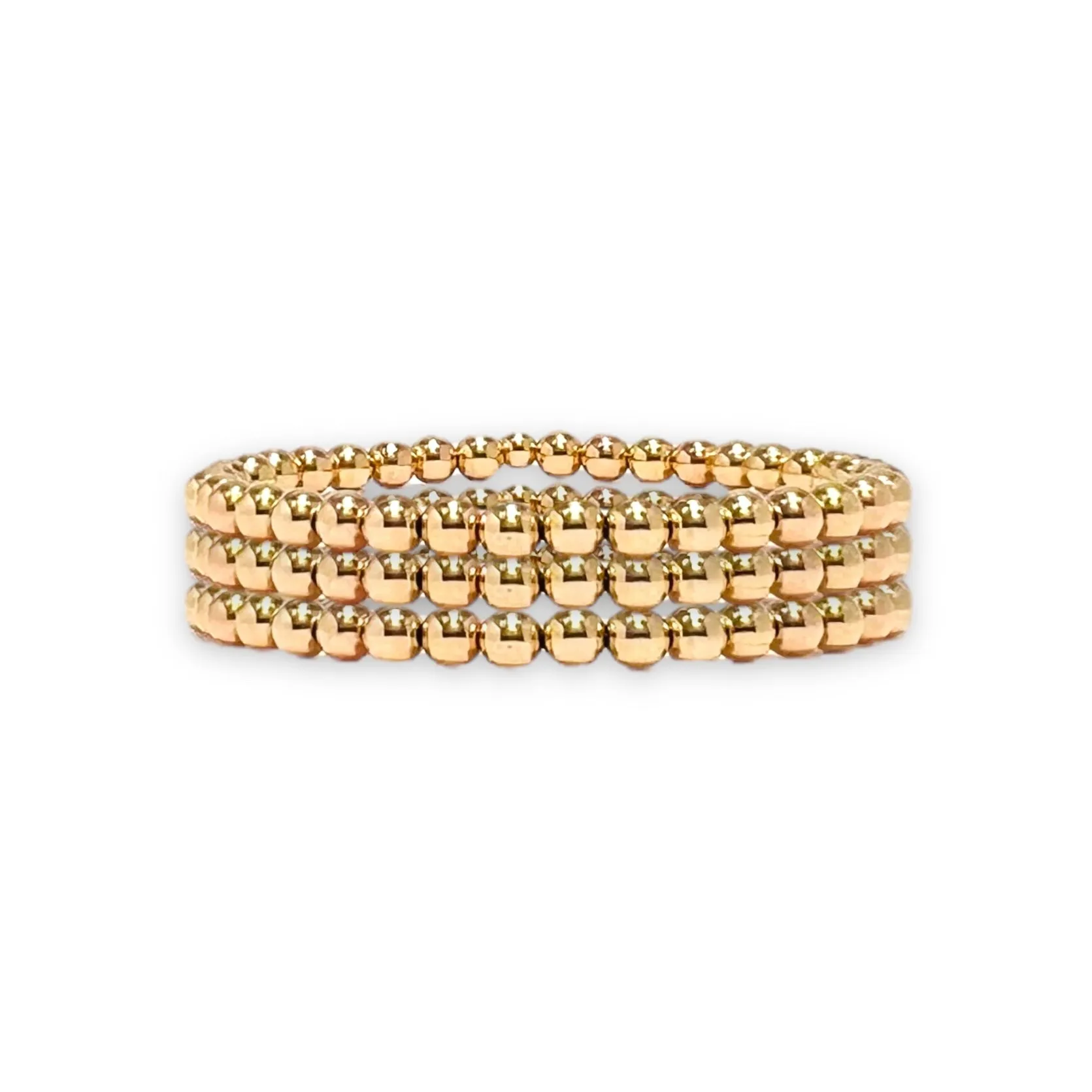 Stack of Three 18k Gold Filled 5mm Beads Bracelets