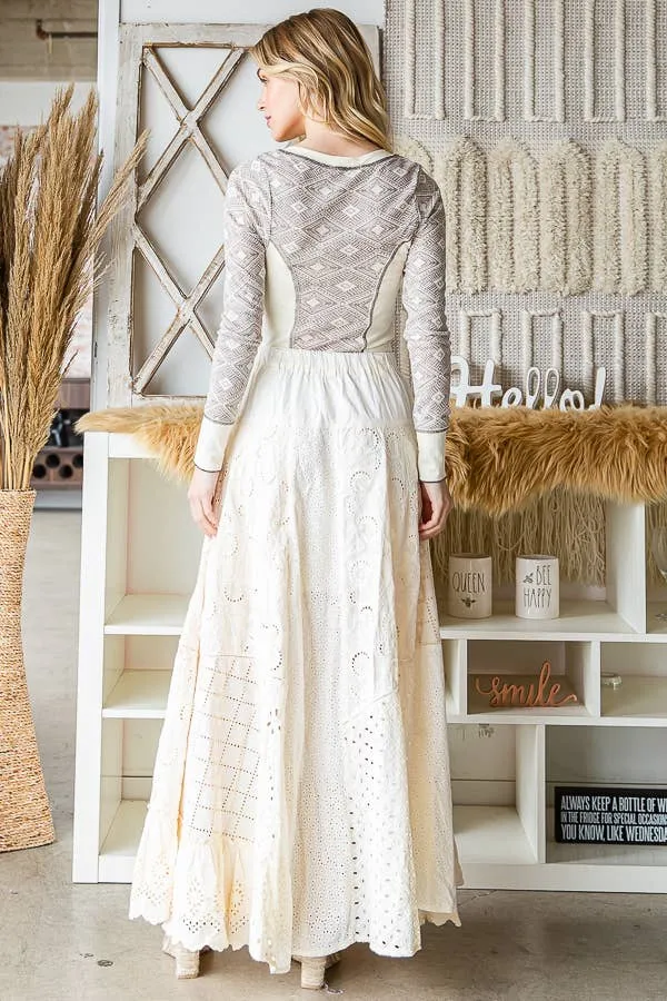 Stunner Washed Eyelet Maxi Skirt