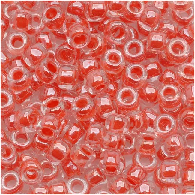 Toho Round Seed Beads 6/0 #341 'Tomato Lined Crystal' 8g