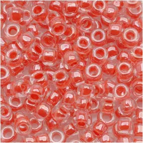 Toho Round Seed Beads 6/0 #341 'Tomato Lined Crystal' 8g