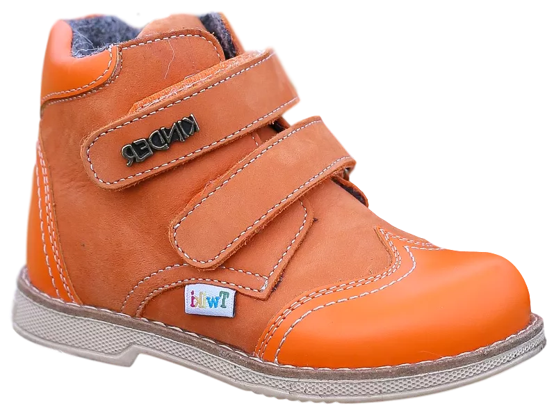 Twiki Orthopedic Boots TW-318-6 Orange Autumn Winter Outdoor Shoes Two Fasteners Baby Toddler Kids Boys Girls