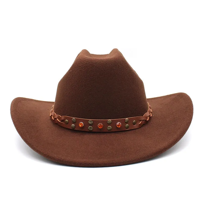 Unisex Winter Formal Curved Brim Western Vintage Jazz Cowboy Hat