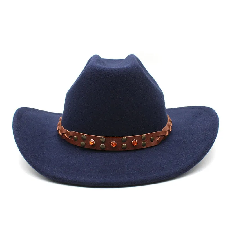 Unisex Winter Formal Curved Brim Western Vintage Jazz Cowboy Hat